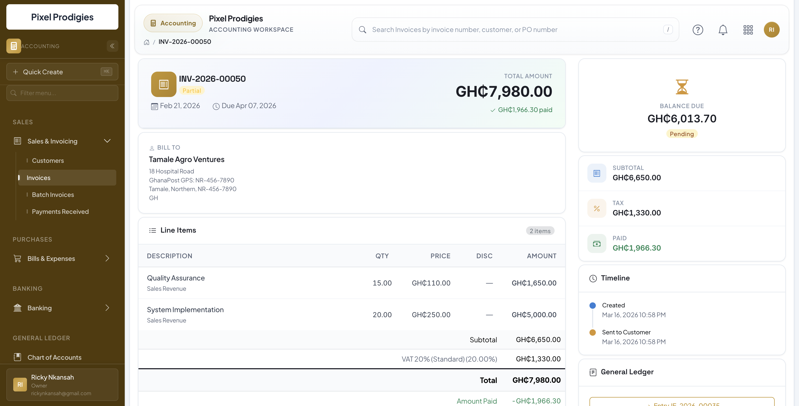 SikaBooks Invoice View